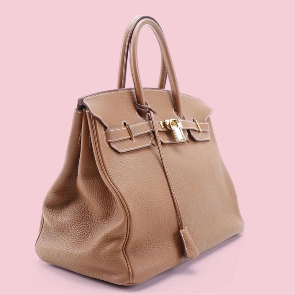 Hermes Birkin 35 Gold Togo Brown Leather Bag